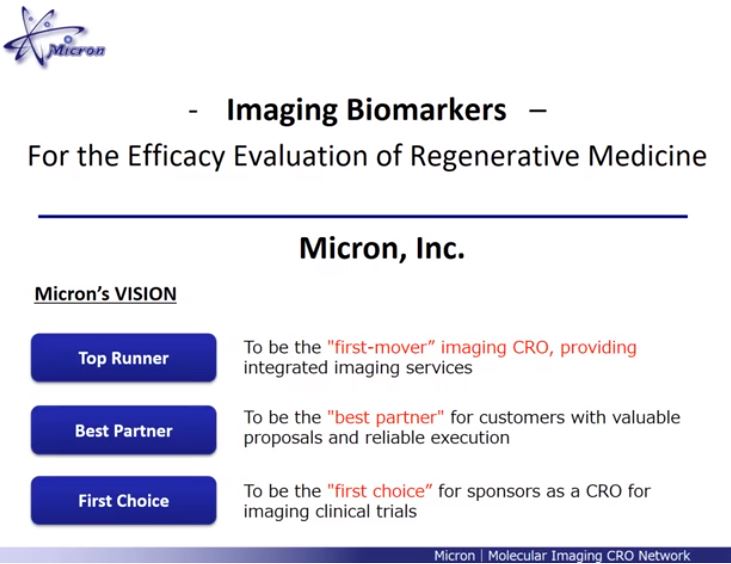 Imaging bio-marker (iBM) for the efficacy evaluation of regenerative medicine.